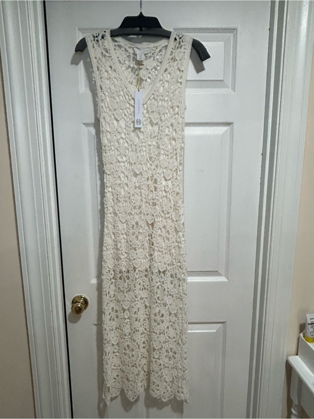 House of Harlow 1960 Cream Crochet Sleeveless dress